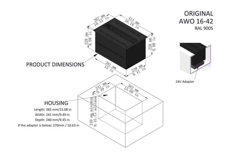 Image of Aquafire Lite 16 Water Vapor Freestanding Electric Fireplace Insert - AWO-16-42 Dims