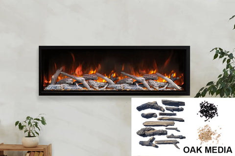 Image of Amantii Symmetry Bespoke 74-inch Wall Mount Recessed Linear Indoor & Outdoor Electric Fireplace | SYM-74 BESPOKE | Electric Fireplaces Depot