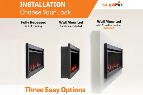 Image of SimpliFire Allusion Slim Wall Mount Recessed Electric Fireplace SF-ALLS Installation