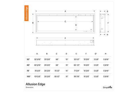 Image of SimpliFire Allusion Edge Smart Virtual Digital Electric Fireplace Dims