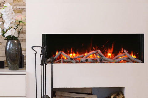 Image of Amantii Panorama Tru View Slim 60-inch 3-Sided View Built In Indoor Outdoor Electric Fireplace with Heater | 60-TRV-SLIM