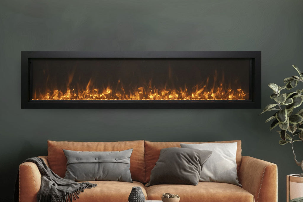 Amantii Symmetry 50 inch Xtra Slim Fully Recessed Wall Mount Linear Electric Fireplace SYM-50-XTRASLIM SYM-SLIM-50