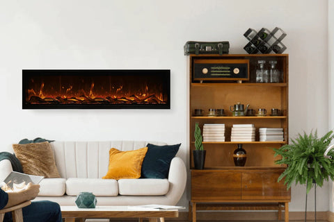 Image of Amantii Symmetry Bespoke Xtra Tall 74-in Recessed Flush Mount Smart Indoor Outdoor Electric Fireplace SYM-74-XT-BESPOKE