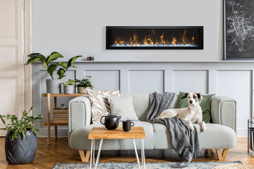 Amantii Symmetry 50 inch Xtra Slim Fully Recessed Wall Mount Linear Electric Fireplace SYM-50-XTRASLIM SYM-SLIM-50
