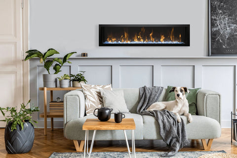 Image of Amantii Symmetry 50 inch Xtra Slim Fully Recessed Wall Mount Linear Electric Fireplace SYM-50-XTRASLIM SYM-SLIM-50