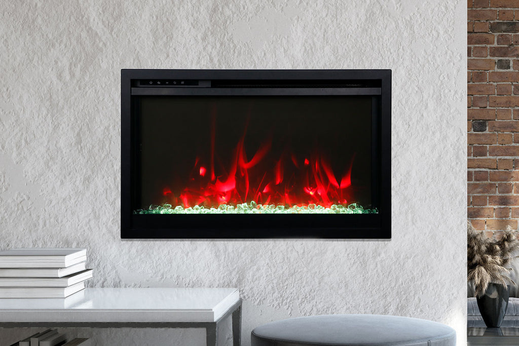 Amantii Traditional Extra Slim 26-Inch Built-In Electric Firebox Insert | Electric Fireplace Heater | TRD-26-XS | Electric Fireplaces Depot
