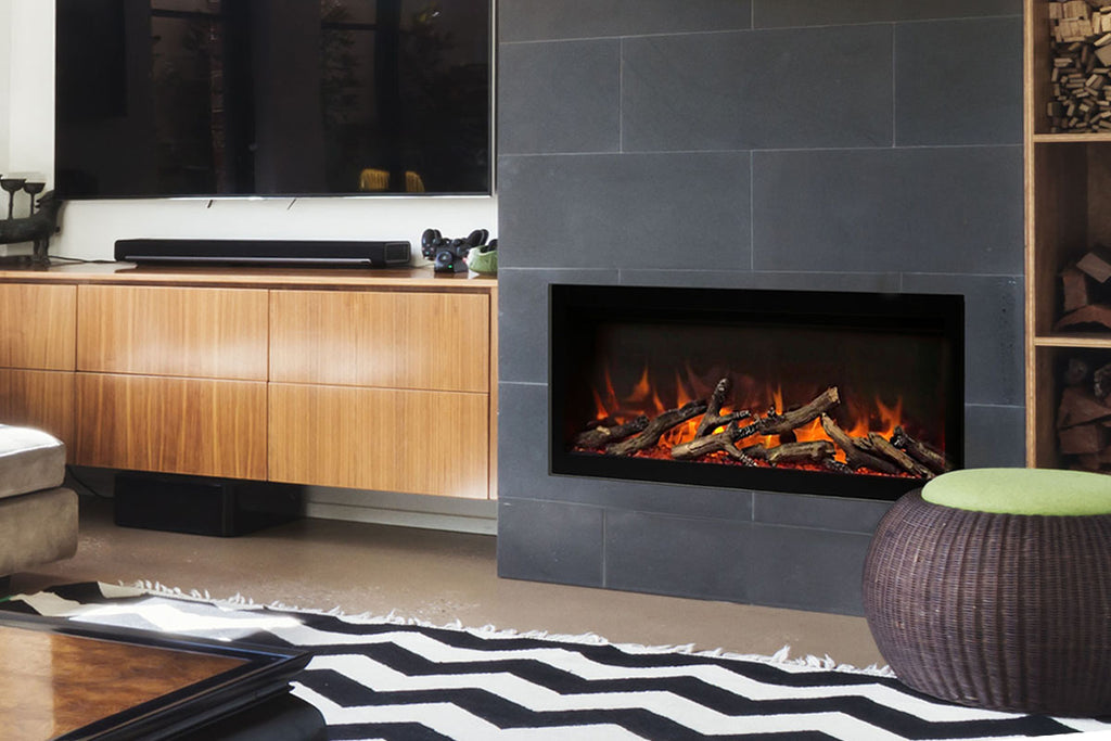 Amantii Symmetry Lumina 34 inch Built In Fully Recessed Wall Mount Indoor Outdoor Smart Electric Fireplace | SYM-34-LUMINA