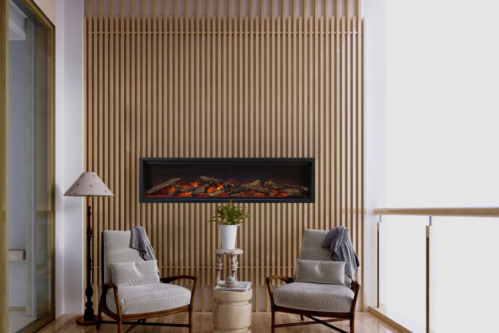 Amantii Symmetry Lumina 88 inch Built In Fully Recessed Wall Mount Indoor Outdoor Smart Electric Fireplace | SYM-88-LUMINA