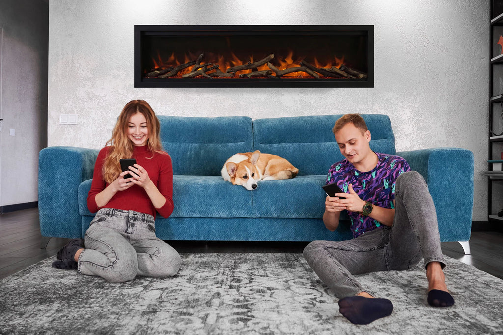 Amantii Symmetry Lumina 60 inch Built In Fully Recessed Wall Mount Indoor Outdoor Smart Electric Fireplace SYM-60-LUMINA