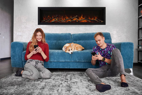 Image of Amantii Symmetry Lumina 60 inch Built In Fully Recessed Wall Mount Indoor Outdoor Smart Electric Fireplace SYM-60-LUMINA