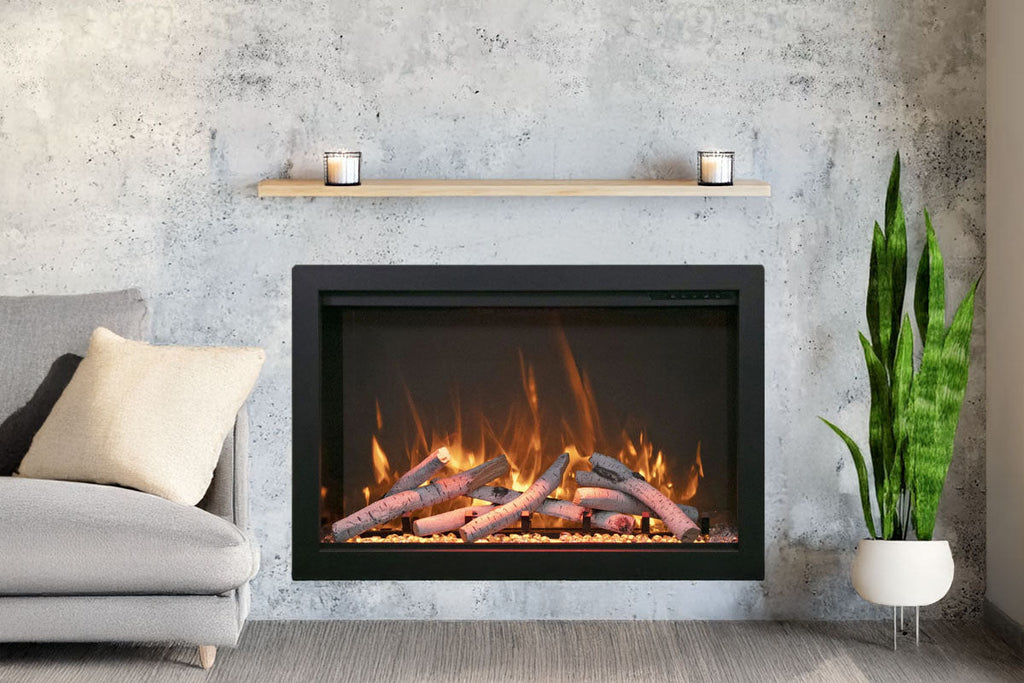 Amantii Traditional Bespoke 30 Inch Built-In Indoor Outdoor Smart Electric Firebox Insert TRD-30-BESPOKE