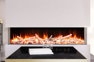Amantii Tru View Bespoke 75-inch 3-Sided View Built In Indoor Outdoor Smart Electric Fireplace -TRV-75-BESPOKE