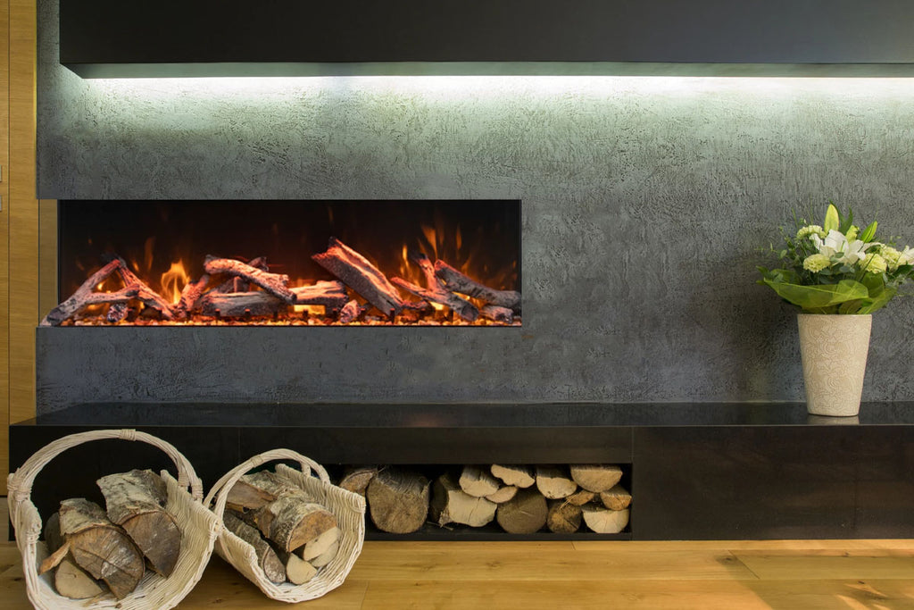 Amantii Tru View Bespoke 75-inch 3-Sided View Built In Indoor Outdoor Smart Electric Fireplace -TRV-75-BESPOKE