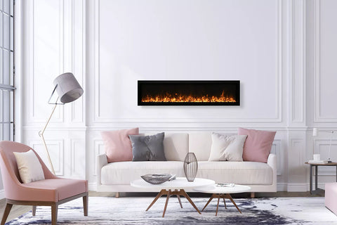 Image of Amantii Symmetry 50 inch Xtra Slim Fully Recessed Wall Mount Linear Electric Fireplace SYM-50-XTRASLIM SYM-SLIM-50