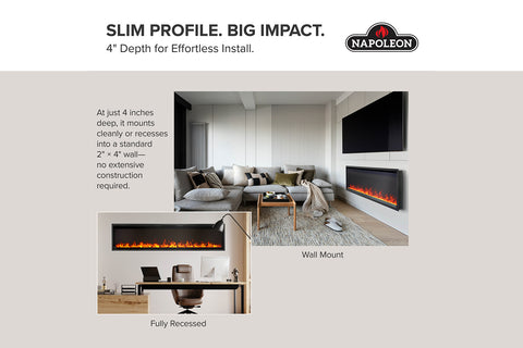 Image of Napoleon Astound SlimMount Smart Wall Mount Recessed Slim Linear Electric Fireplace