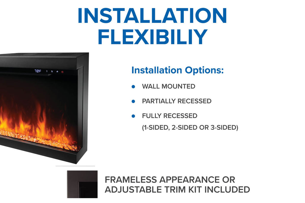 Napoleon Astound FlexMount Multi-Side View Smart Electric Fireplace NEFL50AB NEFL62AB NEFL74AB