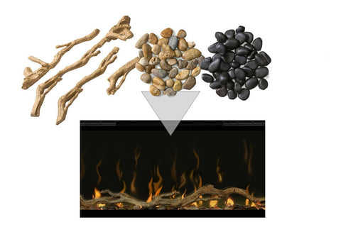 Image of Dimplex Ignite XL inch Linear Electric Fireplace Beach Logs and Rocks