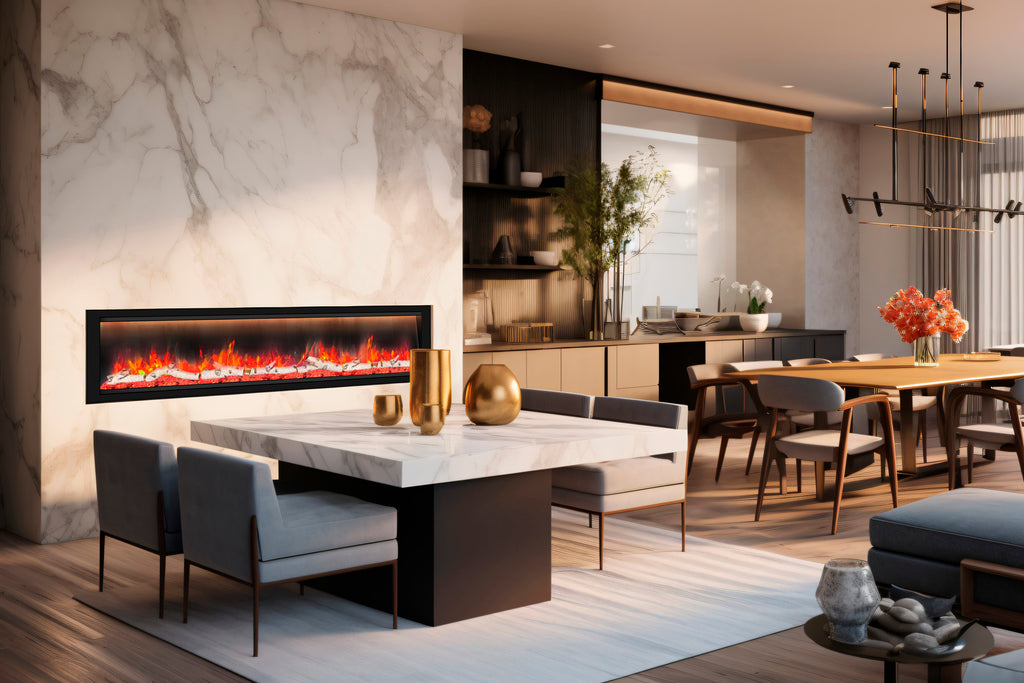 Dynasty Allegro 82 inch Smart Linear Recessed Built in Electric Fireplace | DY-BFM82 | WiFi Dynasty Fireplaces
