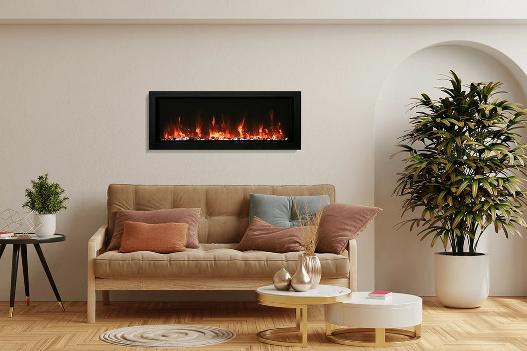 Amantii Panorama 60 inch Slim Built-in Indoor & Outdoor Electric Fireplace - Heater - BI-60-SLIM-OD - Electric Fireplaces Depot