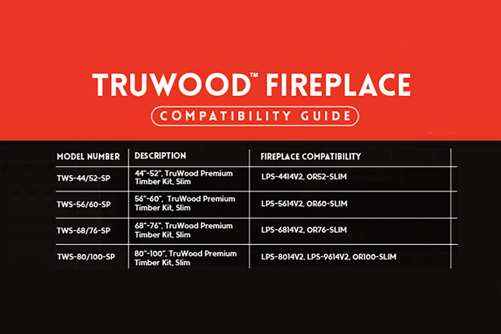 Modern Flames TruWood Premium Slim Timber Logs Kit - TWS-44/52-SP TWS-56/60-SP TWS-68/76-SP TWS-80/100-SP