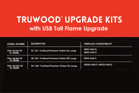 Image of Modern Flames TruWood Premium Package - Large Timber Tall Flames - USB 01-00208 TWL-52/60-SP TWL-68/80-SP TWL-96/120-SP