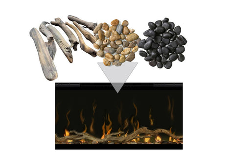 Image of Dimplex Ignite XL inch Linear Electric Fireplace Driftwood Logs and Rocks