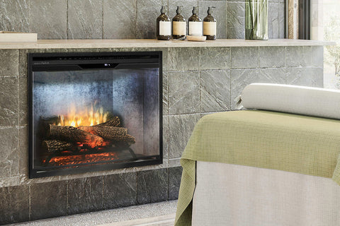 Image of Dimplex Revillusion 30 inch Built In Electric Fireplace Weathered Concrete - Firebox - Heater - RBF30WC - Electric Fireplaces Depot