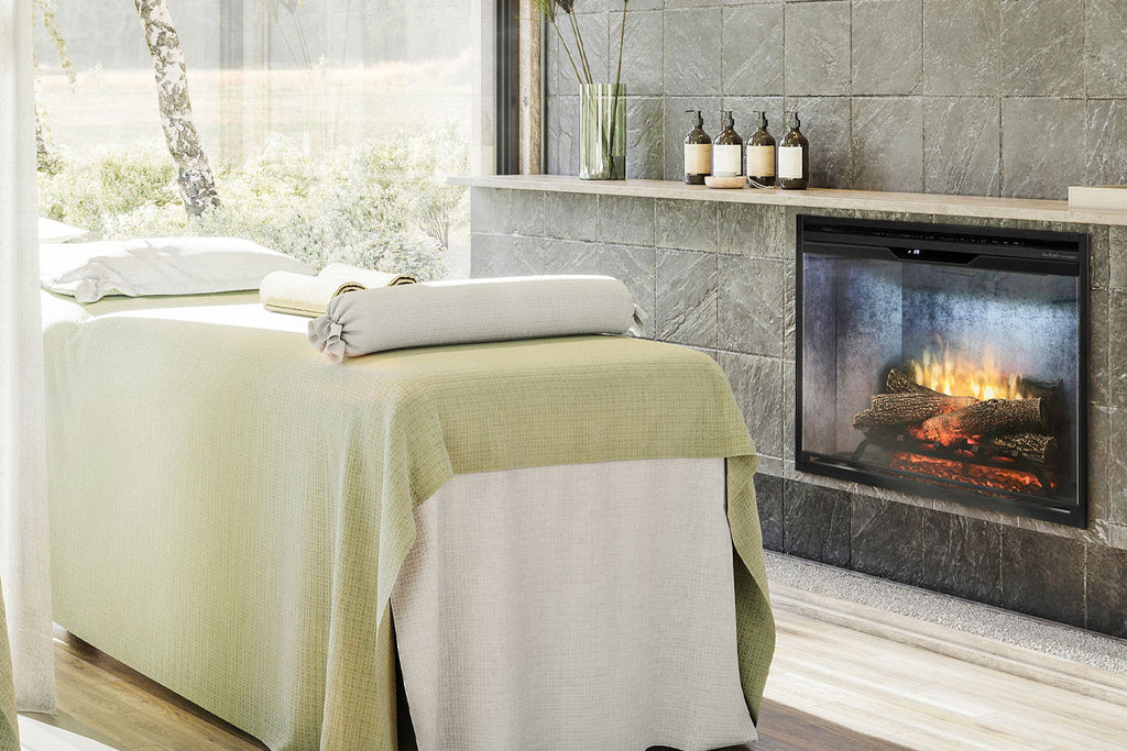 Dimplex Revillusion 30 inch Built In Electric Fireplace Weathered Concrete - Firebox - Heater - RBF30WC - Electric Fireplaces Depot