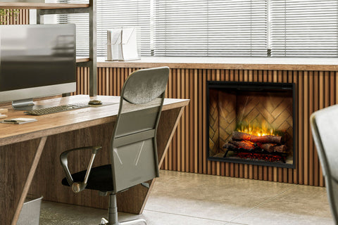 Image of Dimplex Revillusion Portrait 36 inch Built-In Electric Fireplace with Herringbone Brick - Electric Firebox - RBF36P - Electric Fireplaces Depot