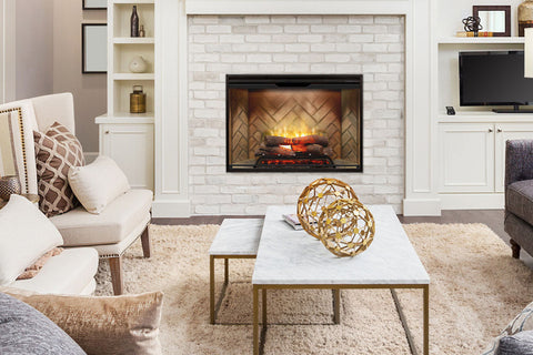 Image of Dimplex Revillusion 42 inch Built-In Electric Fireplace with Herringbone Brick - Firebox - Heater - RBF42 - Electric Fireplaces Depot