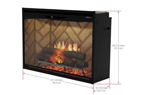 Image of Dimplex Revillusion 36 inch Built In Electric Fireplace Herringbone Brick - Firebox - Heater - REV36-HB