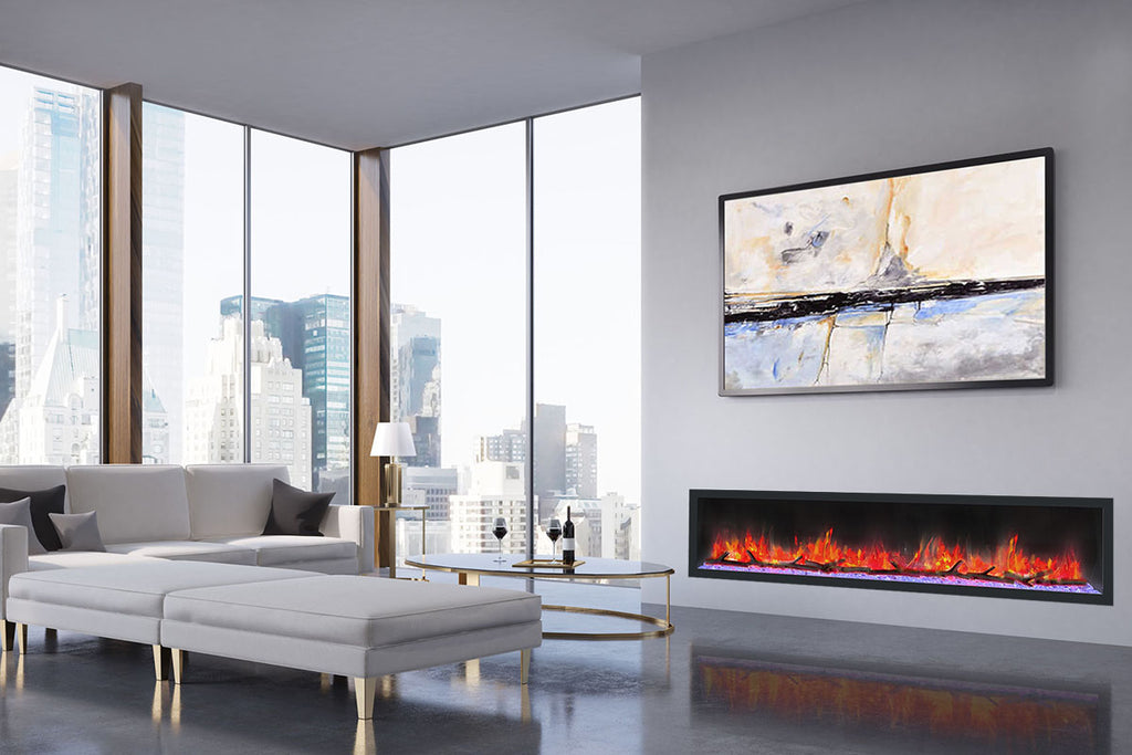 Dynasty Cascade 82 Inch Recessed Linear Electric Fireplace | DY-BTX82 | Electric Fireplaces Depot