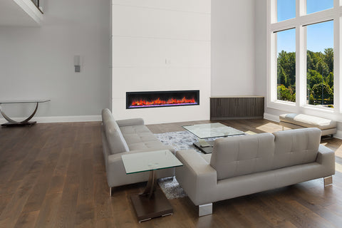 Image of Dynasty Cascade 74 Inch Recessed Linear Electric Fireplace | DY-BTX74 | Electric Fireplaces Depot