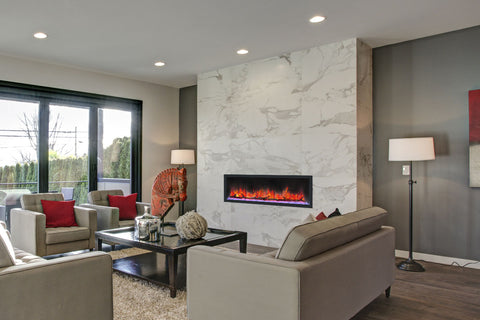 Image of Dynasty Cascade 64 Inch Recessed Linear Electric Fireplace | Wall Mount Electric Fireplace | DY-BTX64 | Electric Fireplaces Depot