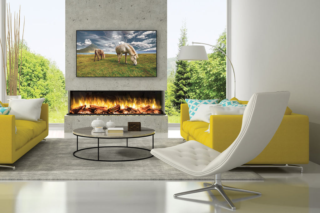 Flamerite Fires E-FX 72-inch 3-Sided 2-Sided Built In Electric Fireplace - FLR-FP-EFX-1800 | Multi Side View E-FX Series