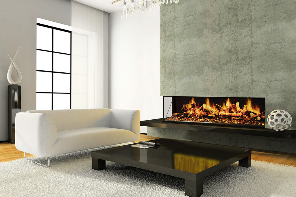 Flamerite Fires E-Ridium 60-inch Holographic 3-Sided 2-Sided Built In Electric Fireplace