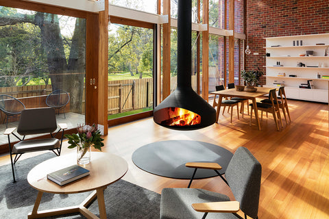 Image of Focus Ergofocus Holographic Suspended Electric Fireplace in Black FCS-FP-ERGO-HOLO-BLK