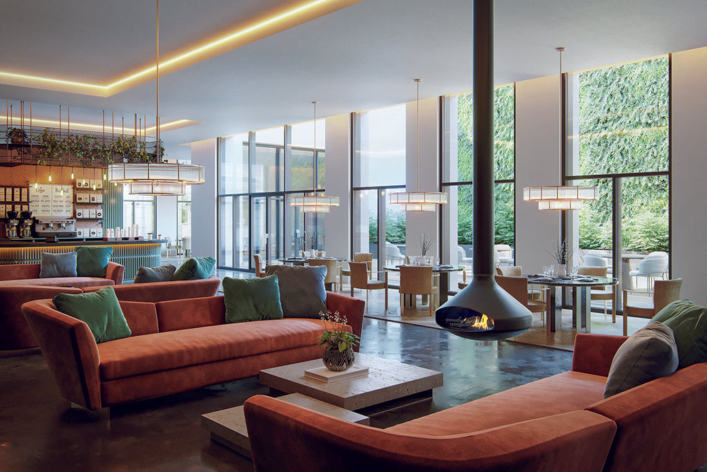 Focus Ergofocus Holographic Suspended Electric Fireplace in Black FCS-FP-ERGO-HOLO-BLK