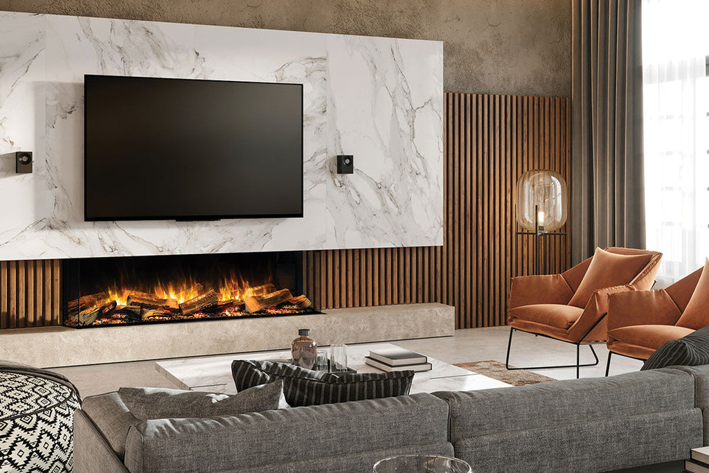 Flamerite Fires E-FX 72-inch 3-Sided 2-Sided Built In Electric Fireplace - FLR-FP-EFX-1800 | Multi Side View E-FX Series