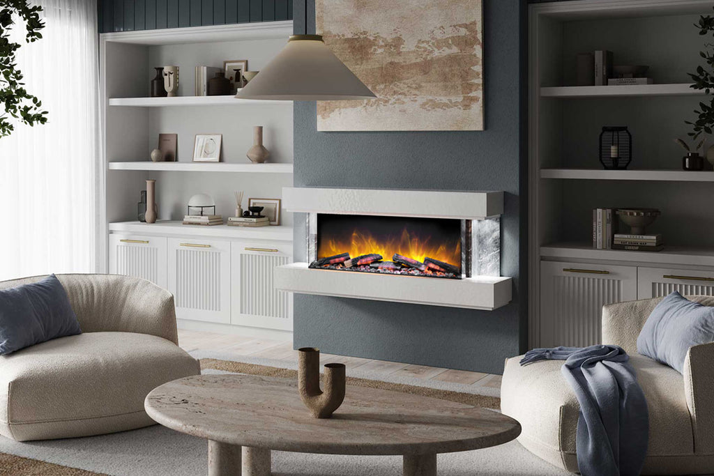 Flamerite Fires Milan 47-inch E-FX Slim Electric Fireplace Wall Mount Mantel Grey | Milan Suite FLR-FP-SUITE-MILAN-1200-GREY