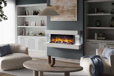 Image of Flamerite Fires Milan 47-inch E-FX Slim Electric Fireplace Wall Mount Mantel Grey | Milan Suite FLR-FP-SUITE-MILAN-1200-GREY