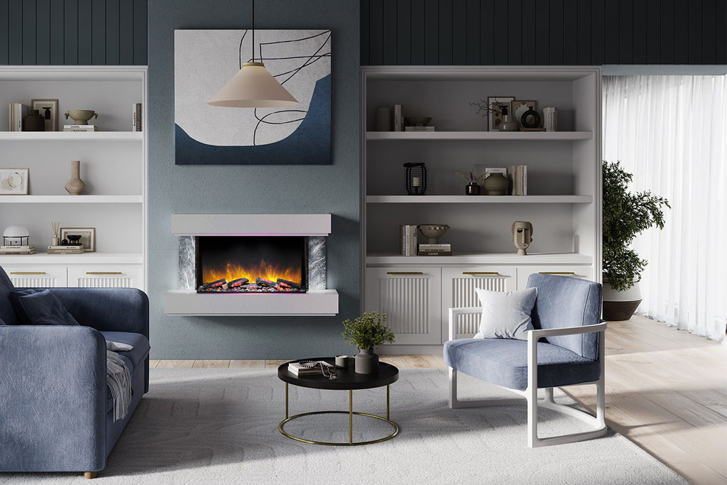 Flamerite Fires Milan 47-inch E-FX Slim Electric Fireplace Wall Mount Mantel Grey | Milan Suite FLR-FP-SUITE-MILAN-1200-GREY