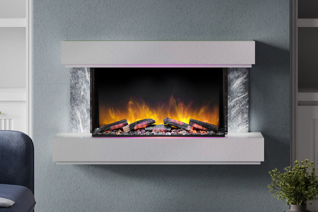 Flamerite Fires Milan 47-inch E-FX Slim Electric Fireplace Wall Mount Mantel Grey | Milan Suite FLR-FP-SUITE-MILAN-1200-GREY