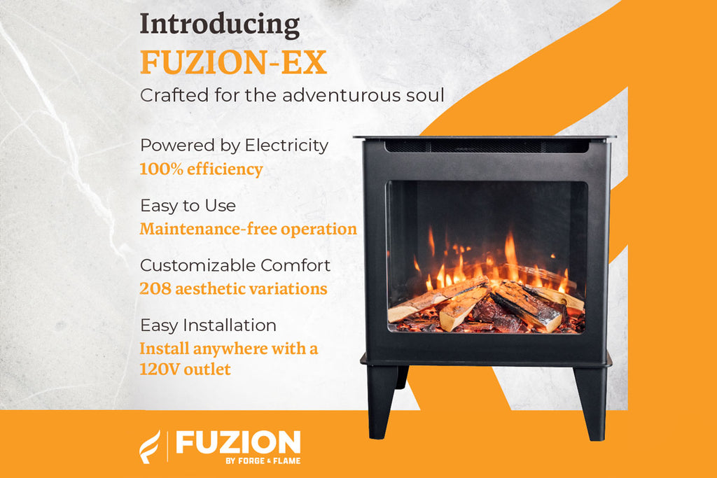 Forge & Flame Fuzion-EX 22-inch Freestanding Electric Stove in Black FUZION-EX