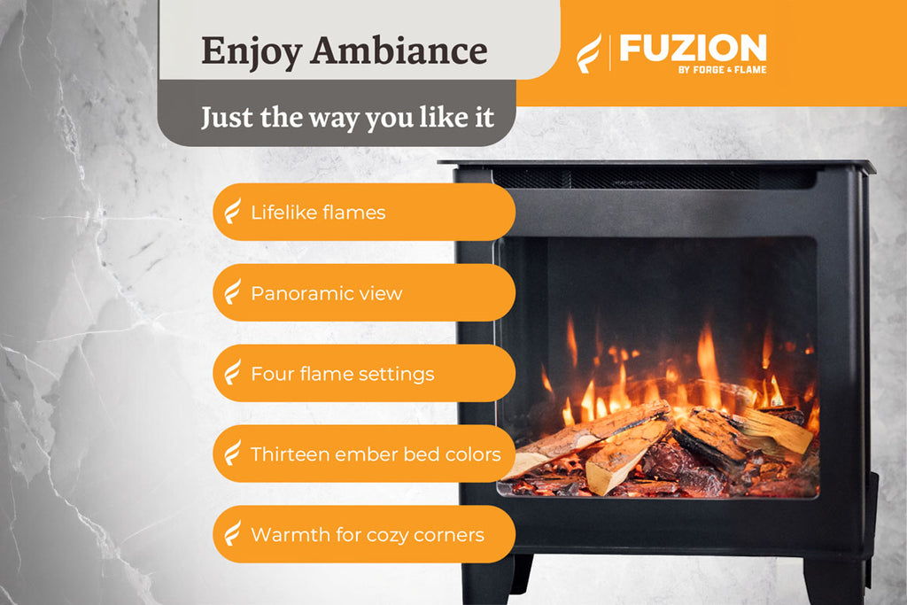 Forge & Flame Fuzion-EX 22-inch Freestanding Electric Stove in Black FUZION-EX