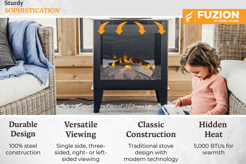 Forge & Flame Fuzion-EX 22-inch Freestanding Electric Stove in Black FUZION-EX