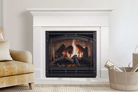 Image of SimpliFire Wescott Mantel with Inception 36 Traditional Virtual Electric Fireplace Chateau Forge SF-INC36 | MK-WS-INC36