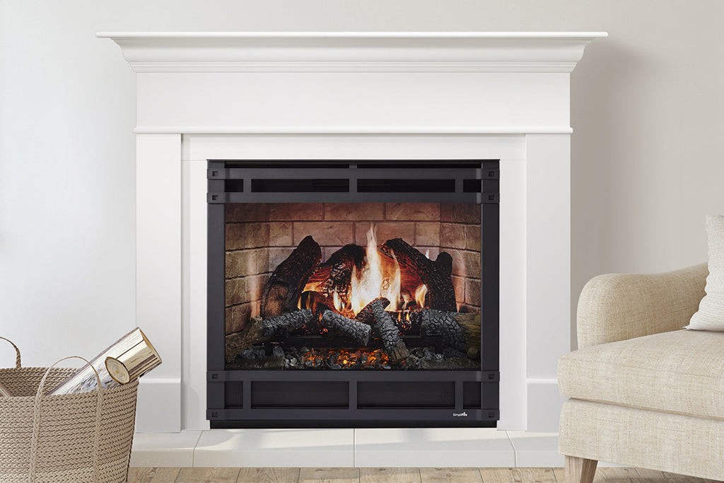 SimpliFire Wescott Mantel with Inception 36-in Traditional Virtual Electric Fireplace Halston Front SF-INC36 |MK-WS-INC36