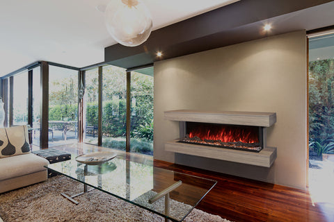 Image of Modern Flames Landscape Pro 82in 3-Sided Wall Mount Mantel in Coastal Sand - Studio Suite Electric Fireplace - LPM-6816