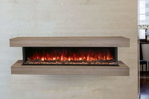 Image of Modern Flames Landscape Pro 94 in 3-Sided Wall Mount Mantel in Coastal Sand - Studio Suite Electric Fireplace LPM-8016-WMC80LPMCS